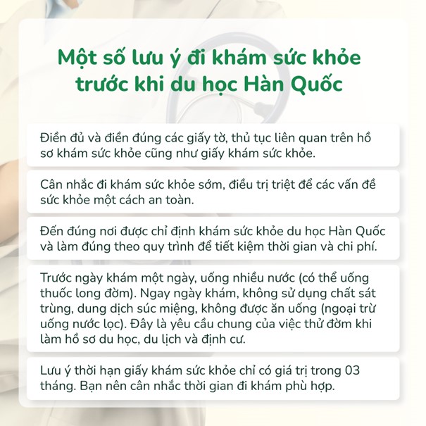 điều kiện khám sức khỏe đi du học Hàn Quốc